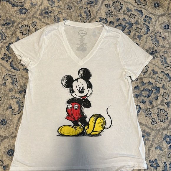 Disney classic Mickey Mouse white T-shirt, V-neck - Picture 4 of 4